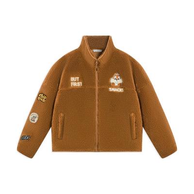 Совместный бренд X Disney Chip N Dale с мультяшной вышивкой букв Свободный вязаный кардиган на молнии Куртка из овечьей шерсти Теплое хлопковое пальто Женская верхняя одежда AFDSC92-2