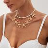 Аксессуары Океанский Курортный Стиль Подвеска-Звезда Ожерелье Темперамент Имитация Жемчужных Бусин Многослойная Цепочка для Ключицы Женская