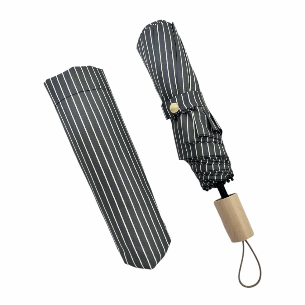 INS Striped Folding Umbrella Sun Rain Dual-Use Hand Operated Parasol  Beach Use