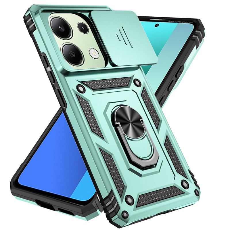 For Xiaomi Redmi Note 13 Pro 4G Case Slide Camera Lens Protector Armor Military Grade Ring Case For Redmi Note13 Note 13Pro 4G