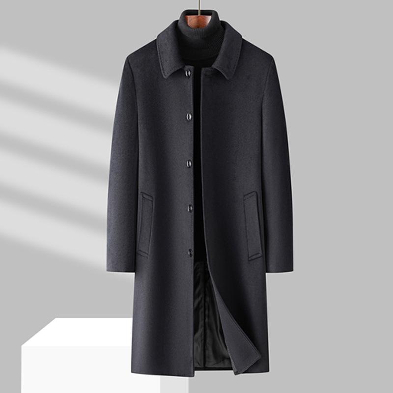 Business Casual Long Lapel Woolen Coat Men's Trench Coat Autumn and Winter New Woolen Coat Coat
