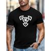 Европейские размеры Мужская футболка, Простая и стильная, Свободная и повседневная, Мужская с узором из дракона и логотипа-комбинации, Летняя повседневная, С круглым вырезом