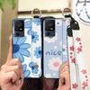 Lanyard Anti-knock Phone Case For TCL 40SE/T610K Dirt-resistant Flower Silicone Protective Ring Oil Painting Shockproof