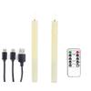 2 Pieces Remote Control Valentine's Day LED Candles USB Charge,25.5 Cm Beige Color Plastic Taper Rechargeable Candle Tear Drop