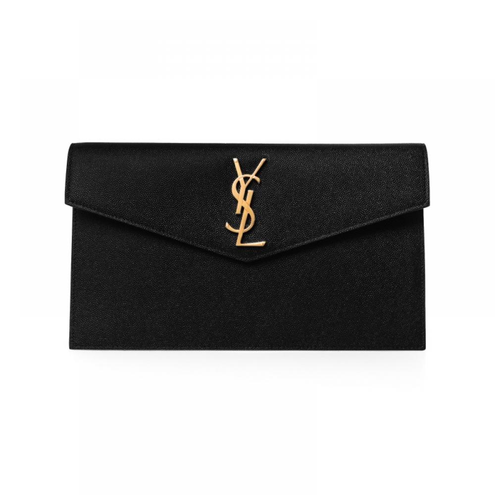 Saint Laurent Cassandra Monogram Uptown Gold Envelope Clutch Bag 565739 1gf0j