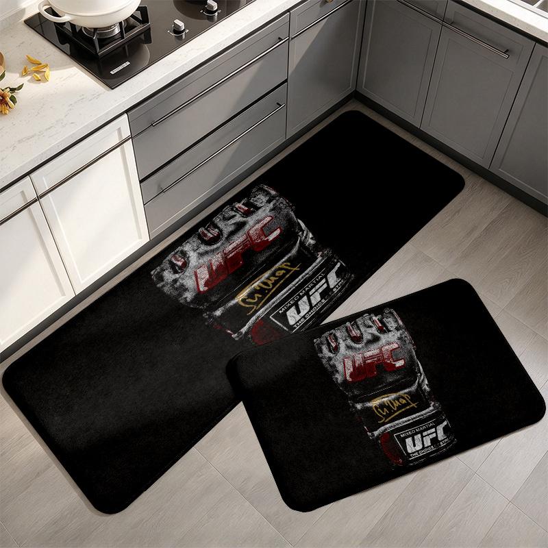 UFC Print Flannel Kitchen Mat Christmas Soft Area Rug Non Slip Floor Carpet Home Decoration
