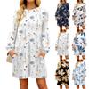 Модное женское осеннее повседневное свободное платье с длинным рукавом и принтом дефолиации