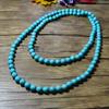 Turquoise Long Necklace Bohemian Handmade Long Necklace Round Bead Chain Multi Layered Necklace