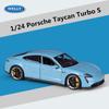 Welly 1/24 Porsche Taycan Turbo S Alloy Sports Car Model Diecasts Metal New Energy Car Vehicles Model Collection Детские подарки