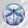 Round Stained Glass Style Window Hangings 5.9 Inch Colorful Sun Catcher with Chain for Indoor Outdoor Decor Light Reflection Artistic Gift