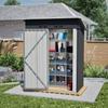 Garden House Flat Roof 152x84x182 cm, Tool Shed with Lockable Metal Door, Without Window, 1.27 m² Storage, Weatherproof Design for Garden Tools, Black