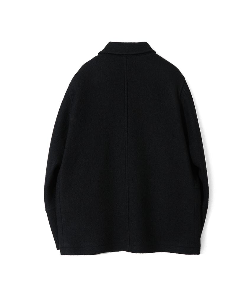 HORLISUN Idaho Snap Button Wool Half Coat Black