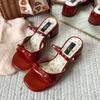 Модные женские сандалии летние с квадратным носком на высоком каблуке туфли женские уличные трендовые с открытым носком сандалии элегантные туфли-лодочки для платья Sandalias De Mujer