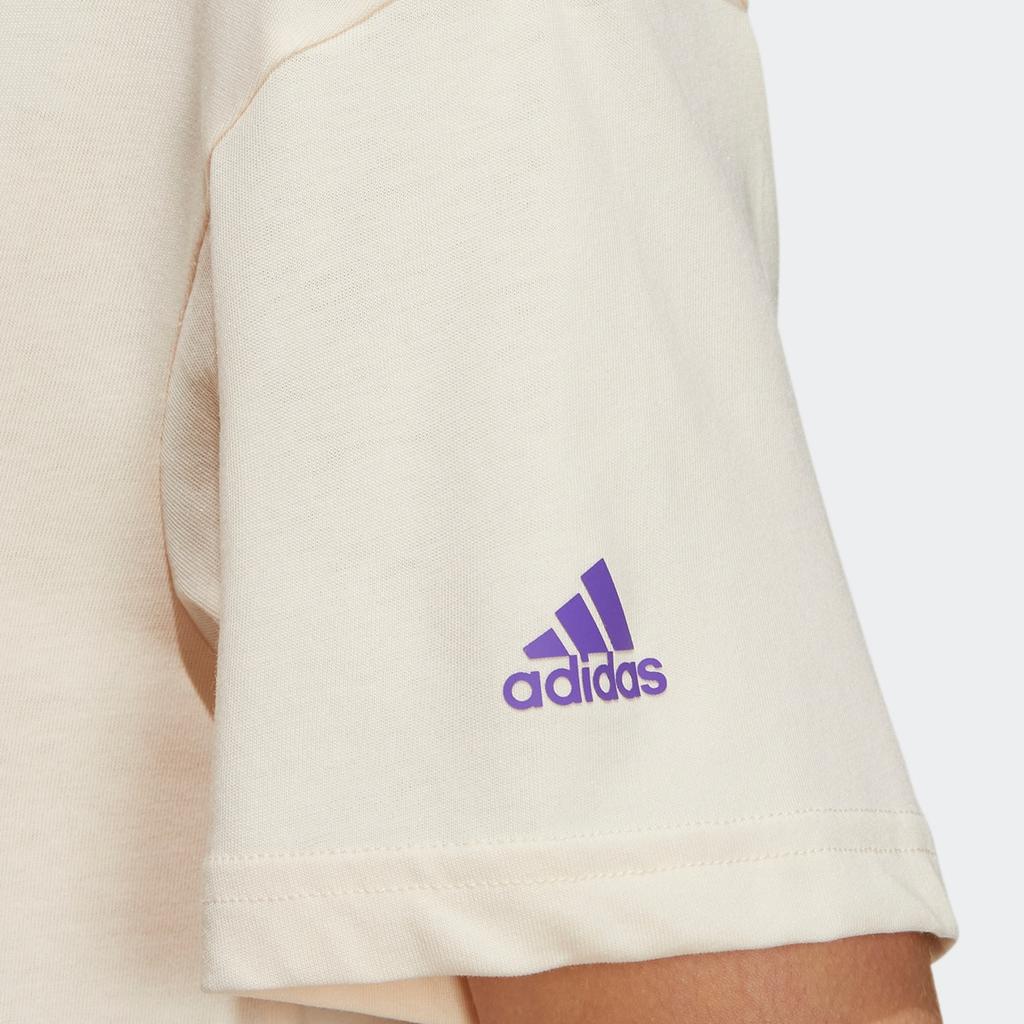 Adidas Футболка Ocean Gfx, повседневная дышащая спортивная футболка с принтом дельфина, женские топы с короткими рукавами, бежевый HE7339