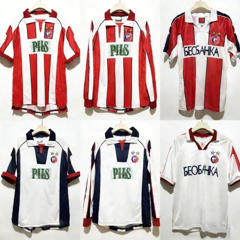 Vintage Red Star Belgrade 1995-97 Away Soccer Jersey Retro Football Polo Shirt Men Women Short Sleeve