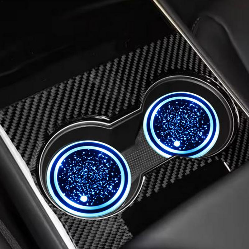 Автомобильный подстаканник со светом Противоскользящий автомобильный подстаканник Коврик для чашки Светодиодный подстаканник-вставка Коврик для чашки для напитка 7 цветов меняющийся Для каравана