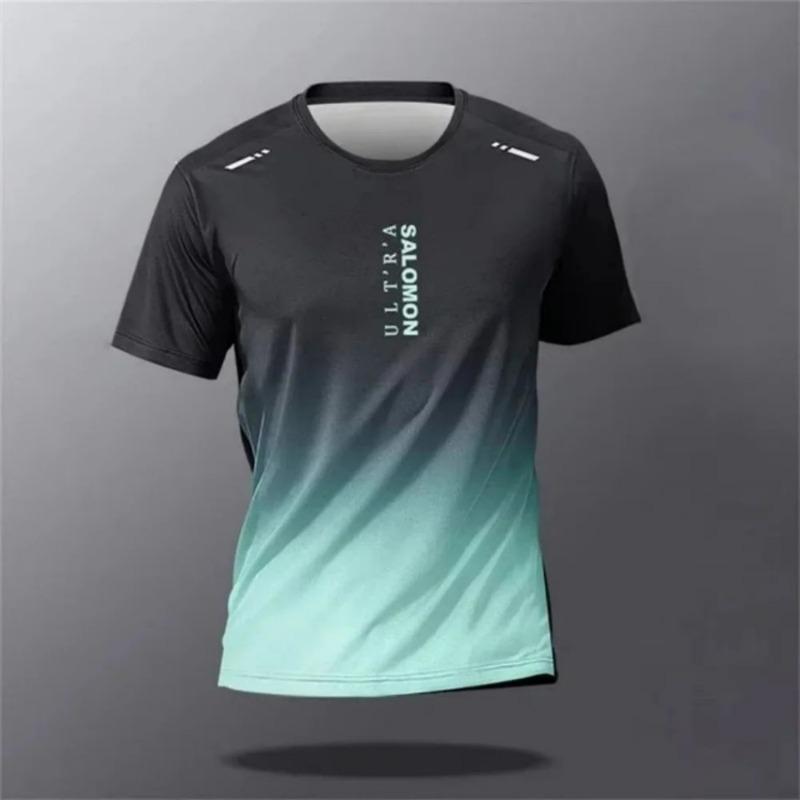 summer breathable and comfortable round neck T-shirt with letter printed pattern for outdoor running, casual and dry top