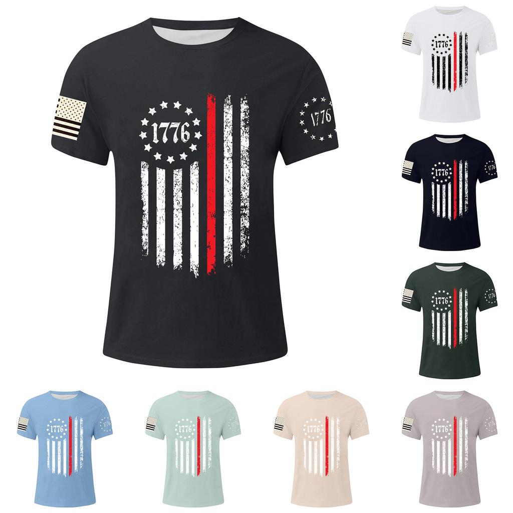 Men's Independence Day Printed T-Shirt Men's Loose Casual Short Sleeve Top