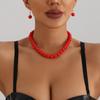 Аксессуары, преувеличенное красное акриловое ожерелье из бисера для женщин, геометрический ошейник с бусинами на ключицу