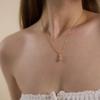Женское блестящее ожерелье с подвеской в виде сердца с цирконами, нежный цвет, геометрическое, с покрытием PVD золотом, подходит в качестве подарка на выпускной