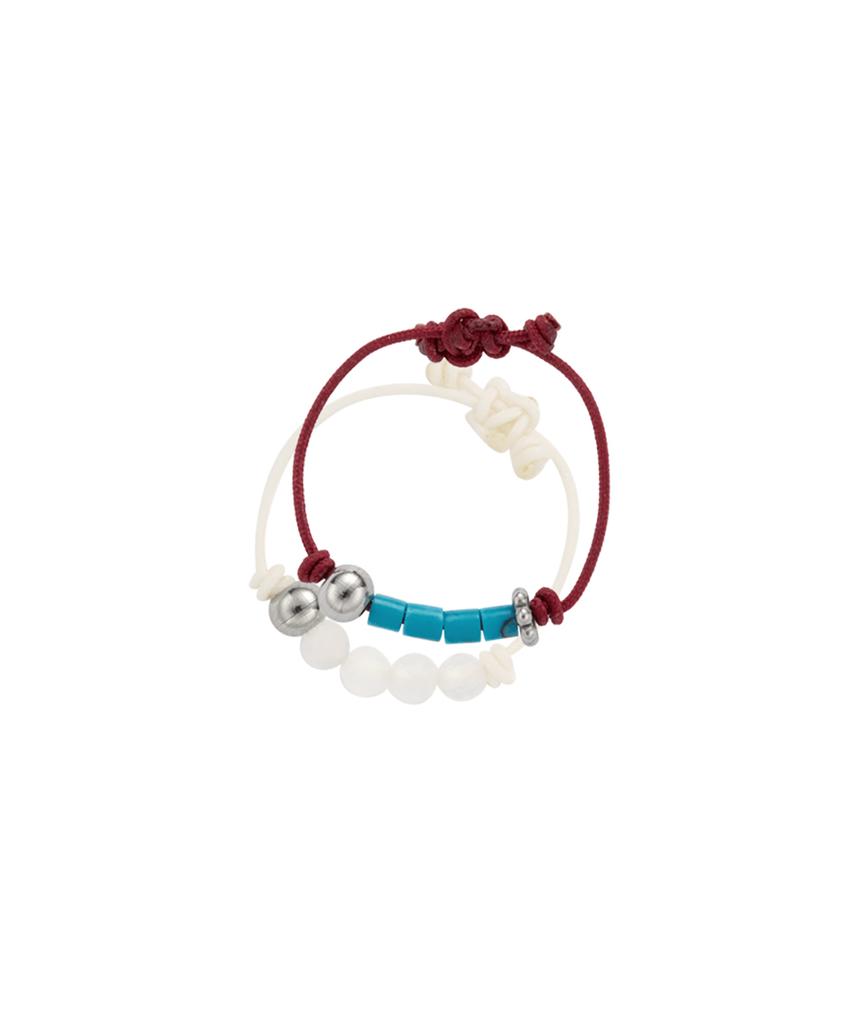Набор колец Nff Gem String - Красный Слоновая кость