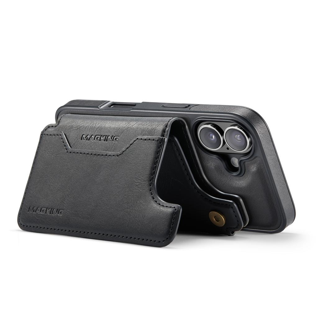 MAGKING K3 Series For iPhone 16 Case Compatible with MagSafe Wallet PC+TPU+PU Phone Cover