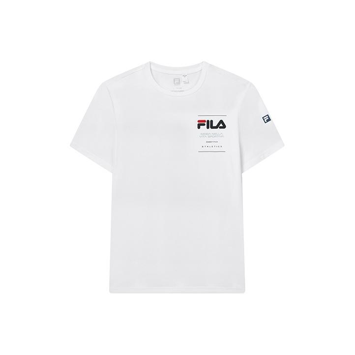 Fila Футболка с короткими рукавами и круглым вырезом для легкой атлетики, мужские топы SS22, нефритово-белый A11M221104FWT
