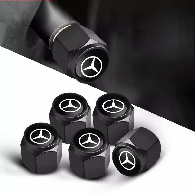 CQU1 5pcs Car Tire Stem Valve Caps Dustproof Caps Cover For Mercedes Benz AMG W203 W206 W220 W205 W211 W212 W201 W210 W108 W168