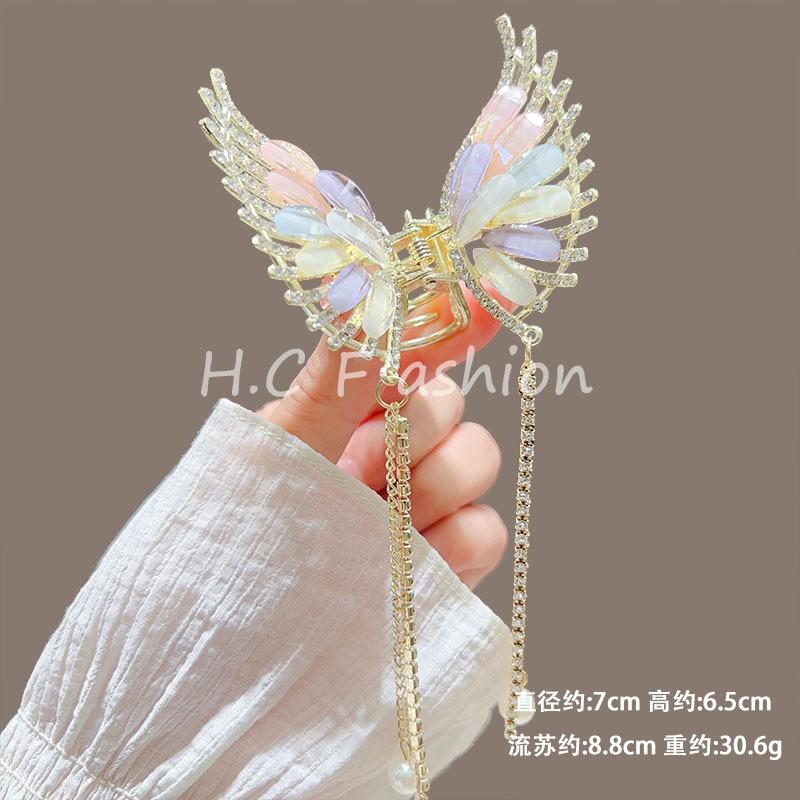 Fashion Lily of the Valley Flower Claw Clip Premium Pearl Butterfly Tassel Hair Clip Girls Elegant Hair Accessories