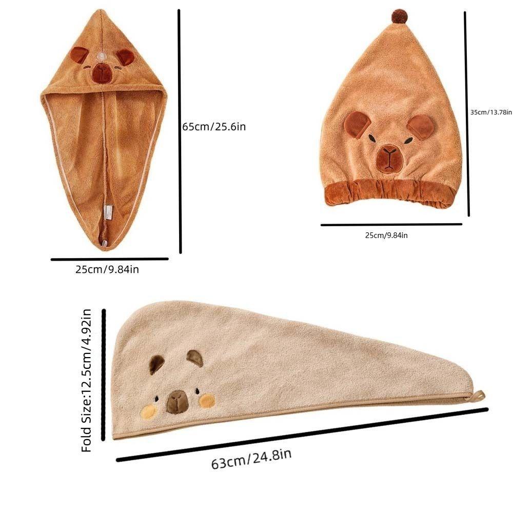 Quick Drying Capybara Dry Hair Cap Combed Cotton Coral Velvet Bathing Cap Capybara Towel  Pool