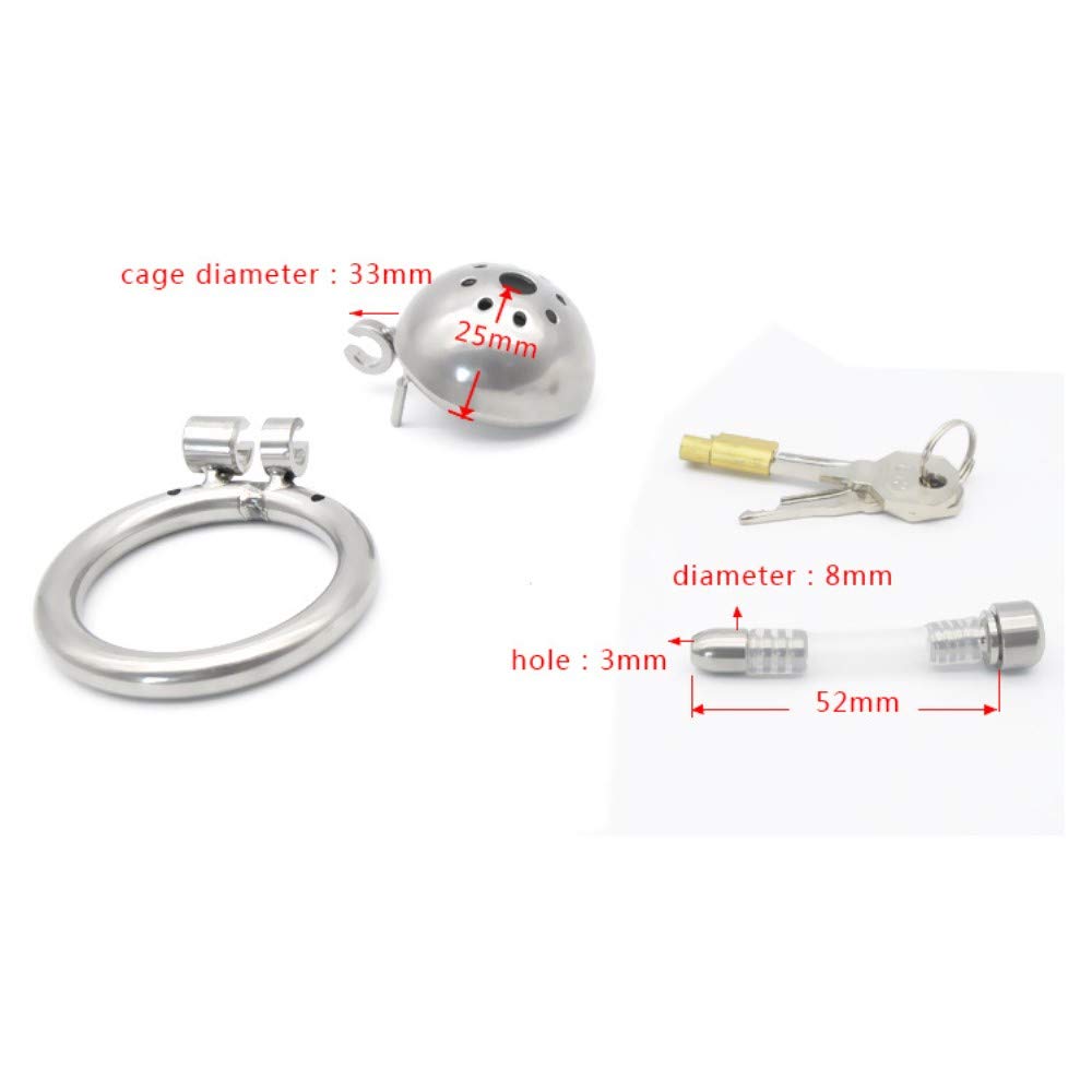 Alip Chastity Belt for Men Stainless Steel Chastity Body with Key Urethral Blug and Lock Chastity Device Chastity Lock Cock Lock Metal Chastity Cage