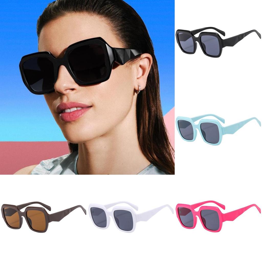 Style Geometric Oversized Sunglasses Uv400 Black Frame Round Glasses Travel For