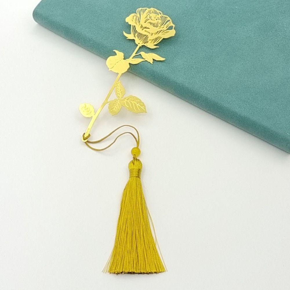 1 Set With Gift Box Metal Bookmark Golden Golden Rose Bookmarks Valentine's Day Gift   Student