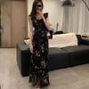 French Sexy Floral Sling Sleeveless Dress Elegant Tighten The Waist Summer 2025 Bodycon Dress Vintage Fashion Black Dresses