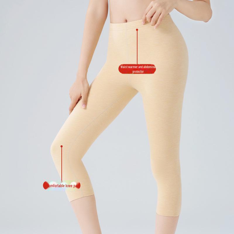 Women's Seamless Thermal Velvet Wool Leggings, Mid-Length Warm Pants for Winter