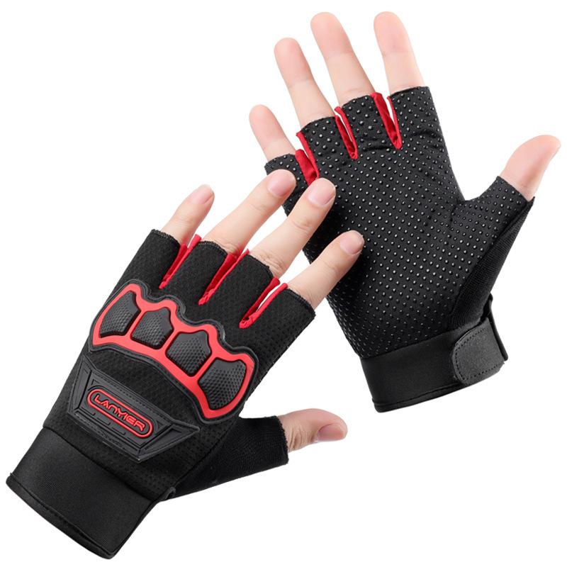 Motorcycle Riding Half Finger Gloves Fashion Outdoor Motorcycle Protective Case Sports Fitness Anti Slip Leak Finger Climbing Gloves