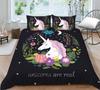 Unicorn Bedding Single Double Bed Full-size Cartoon Unicorn Printed Pillowcase and Quilt Cover 2 or 3 Home Decoration for Girls and Children's Room