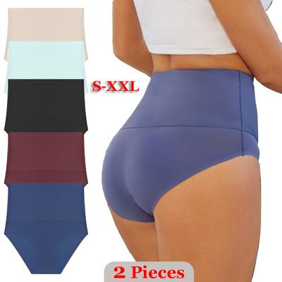 2 шт. бесшовное нижнее белье с высокой талией для плоского живота, женские вафельные трусики для живота, дышащие утягивающие трусы S-XXL