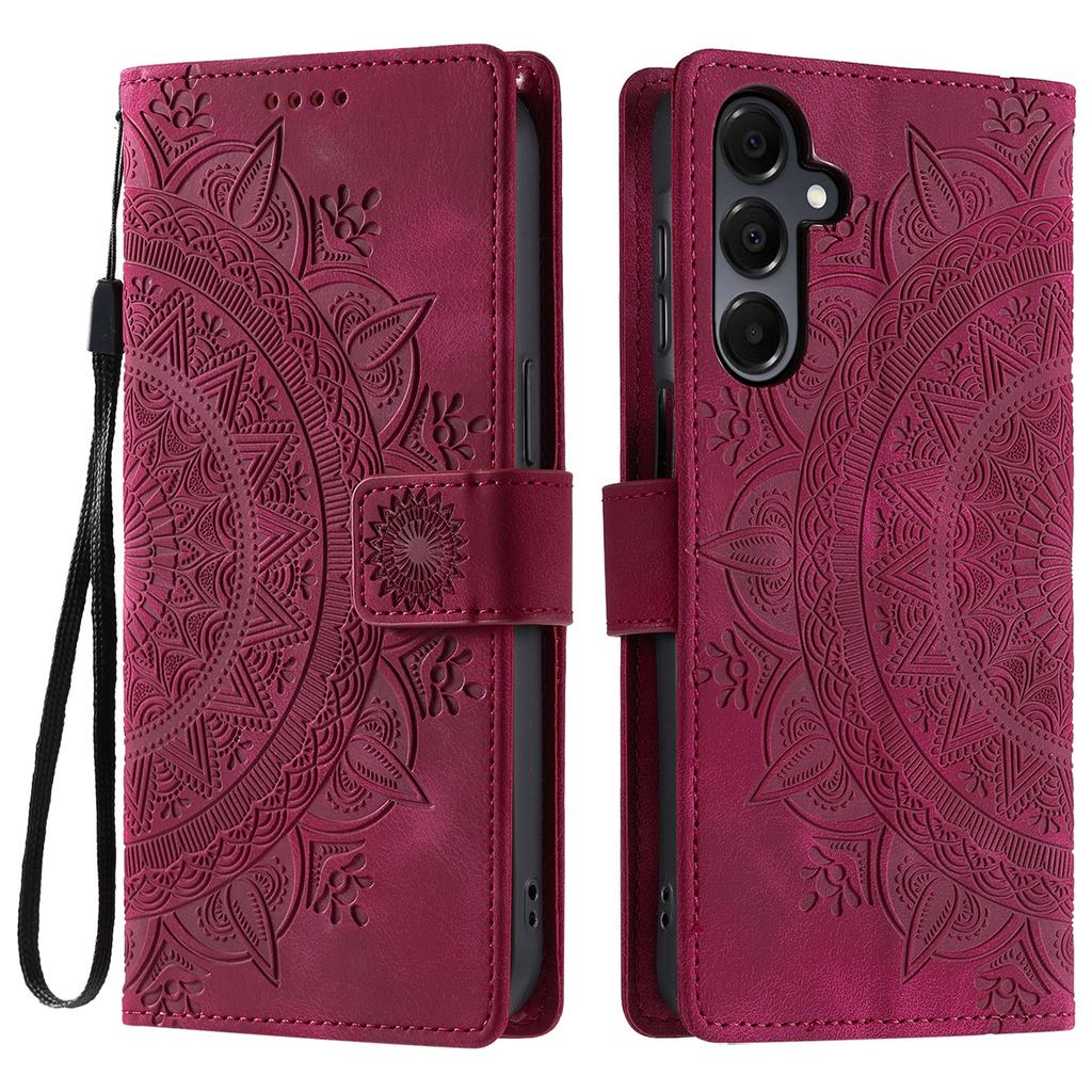 Чехол для Samsung Galaxy A17 с тисненым тотемом, кожаный чехол-кошелек с ремешком на руку