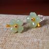 Lucky Four-Leaf Clover Stud Earrings Girls Hetian Jade Earrings Retro Design Jade Earrings Eardrops Gift