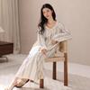 Женская ночная сорочка из чистого хлопка, весенне-осенняя, с длинным рукавом, средней длины, свободная домашняя одежда, можно носить как платье.