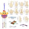 10-set Wooden Easter Wood Chip Wind Chime Set Easter Rabbit Handicrafts Easter Rabbit Wind Chime Handicrafts Paint Art Activity