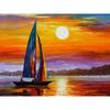 Полная круглая алмазная картина, вышивка, пейзаж, закат, парусный спорт, морские стразы, вышивка крестиком