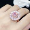 BELLA BOX Delicate Temperament Square Flower Shape Pink  Rings For Women Zircon Engagement Party Fine  Classic Jewelry Gift