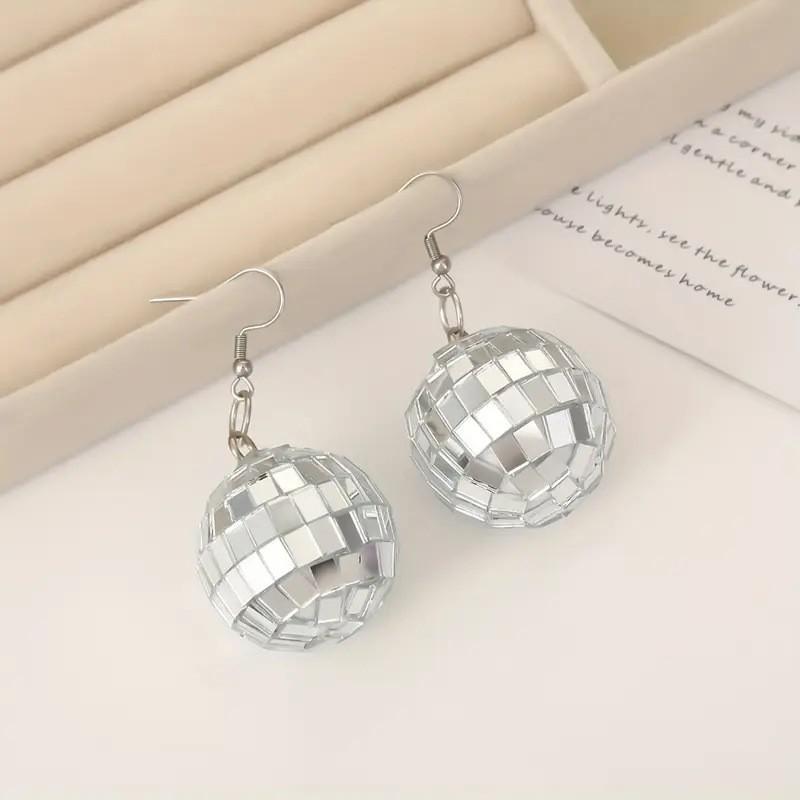 Vintage Sparkling Ball Disco Style Pendant Earrings Cool Street Jewelry Accessories Gifts Women's Bar Party Music Festival Gifts