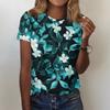 Women's Fashion Casual Printed Round Neck Short Sleeved T-Shirt Top T-Shirt Top Top