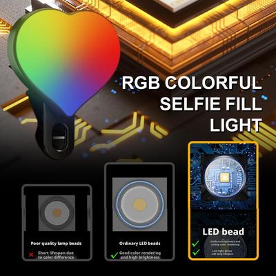 RGB Цветной Селфи Заполняющий Свет, Для Красоты и Сглаживания Кожи, Зажимной Заполняющий Свет, Трехцветный, Для Прямых Трансляций, Фотографии, Карманный Свет