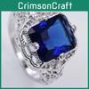 Элегантное синее винтажное кольцо с сапфировым камнем и серебряным покрытием для женщин