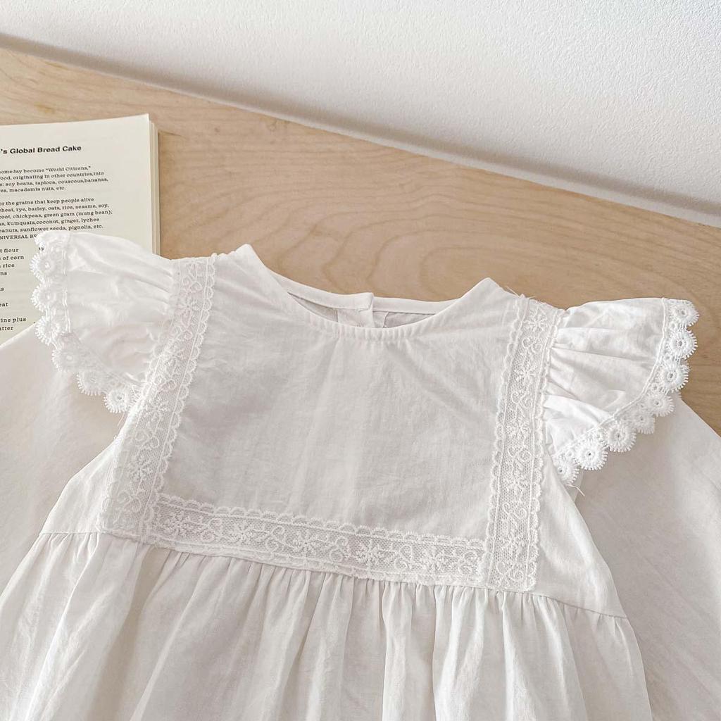 Весенний комбинезон для девочек из хлопка и кружева с вышивкой 2024 года - сетчатое платье принцессы для малышей на один год