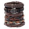 Vintage Handwoven Cowhide Bracelet DIY Combination 6-piece Set Of Men's Jewelry Accessories
